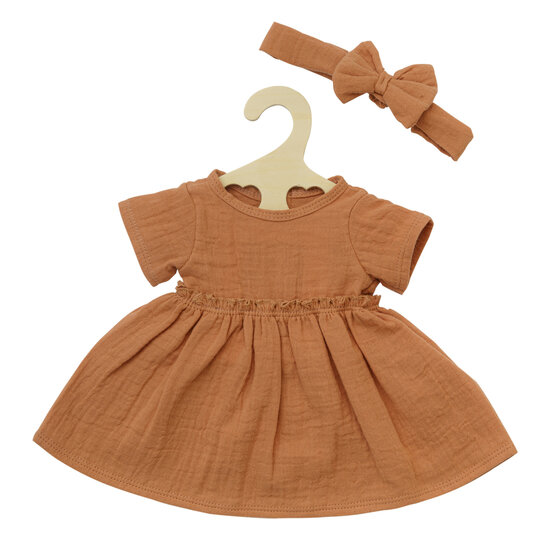 Jurk met ruches en haarband Caramel (35-45cm)