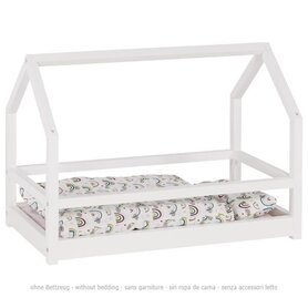 Poppenbed met geveltop in dakvorm zonder beddengoed